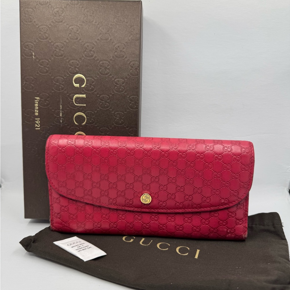 Gucci Micro Guccissima Bi fold Pink Leather Wallet 20946